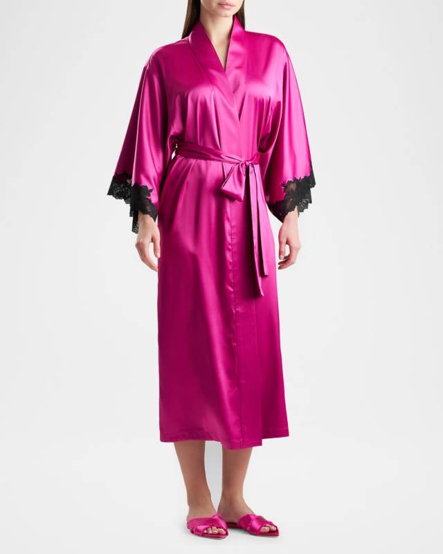 Peony Glamour Lace-Trim Robe